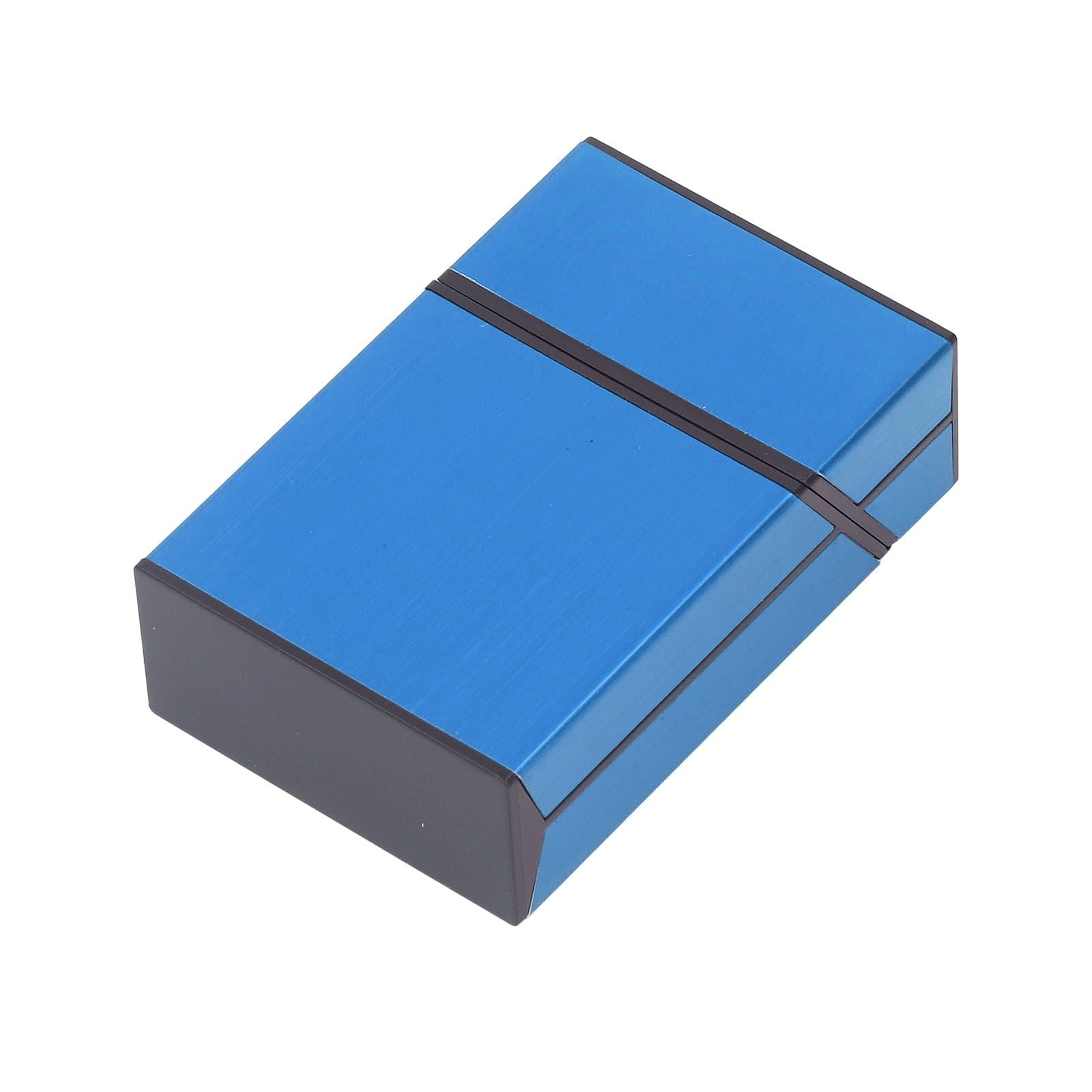 Magnetic Cigarette Case 20 Capacity Universal Flip Cover Aluminum Alloy Cigarette Box for Women Men Blue