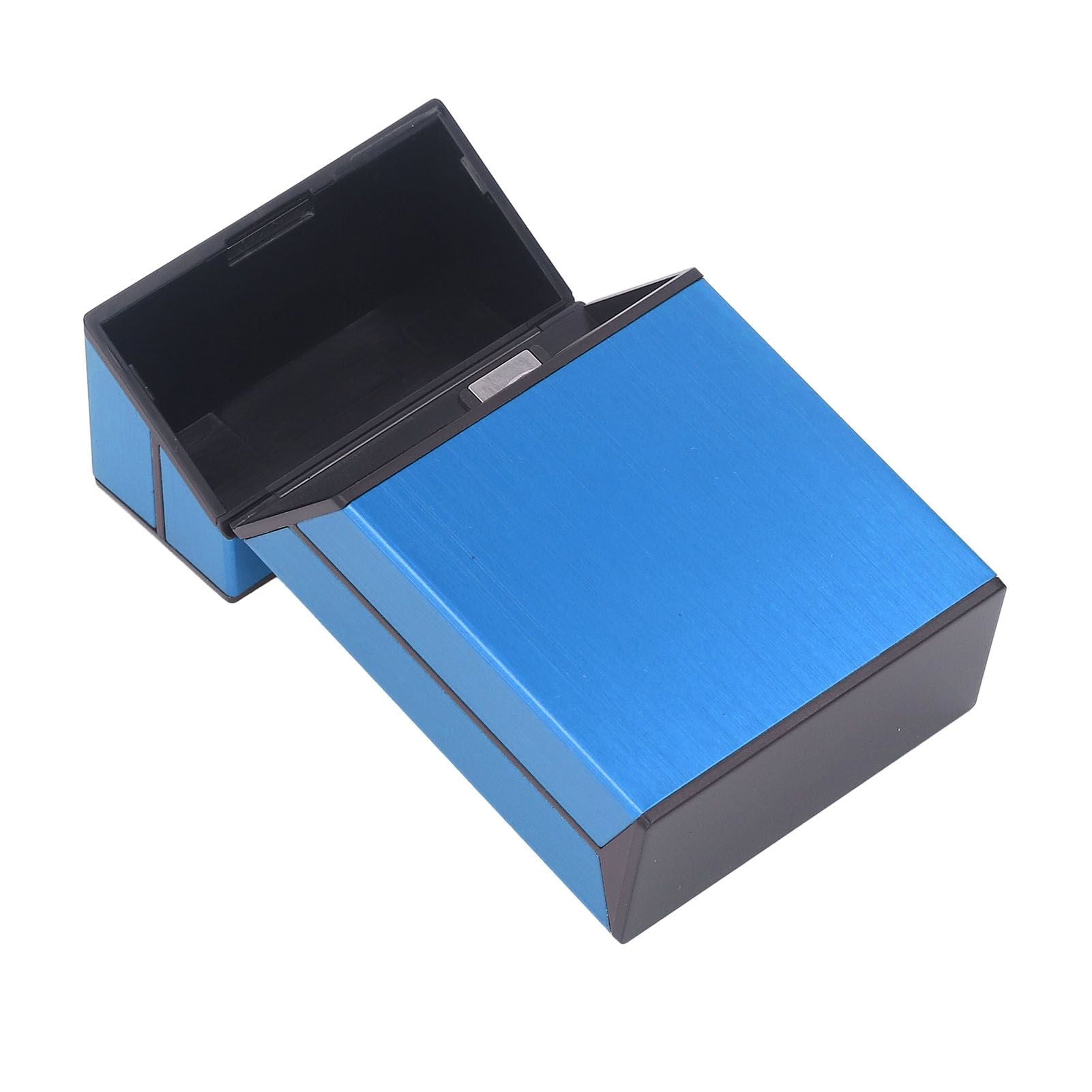 Magnetic Cigarette Case 20 Capacity Universal Flip Cover Aluminum Alloy Cigarette Box for Women Men Blue