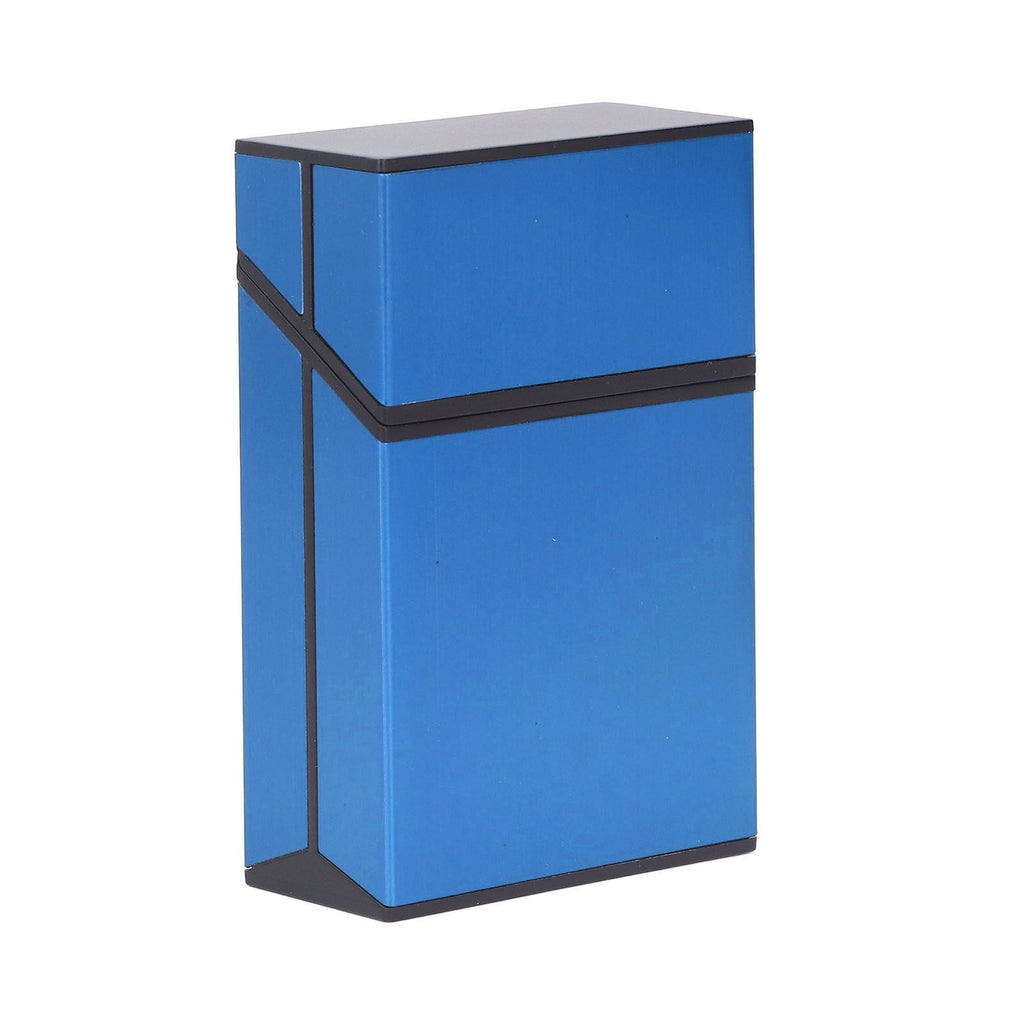 Magnetic Cigarette Case 20 Capacity Universal Flip Cover Aluminum Alloy Cigarette Box for Women Men Blue