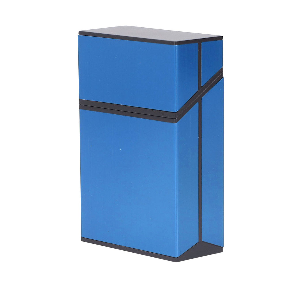 Magnetic Cigarette Case 20 Capacity Universal Flip Cover Aluminum Alloy Cigarette Box for Women Men Blue