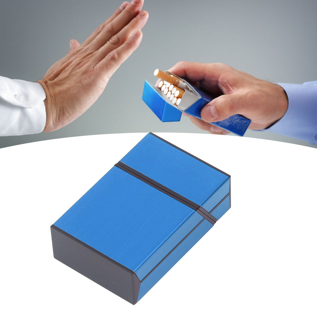 Magnetic Cigarette Case 20 Capacity Universal Flip Cover Aluminum Alloy Cigarette Box for Women Men Blue