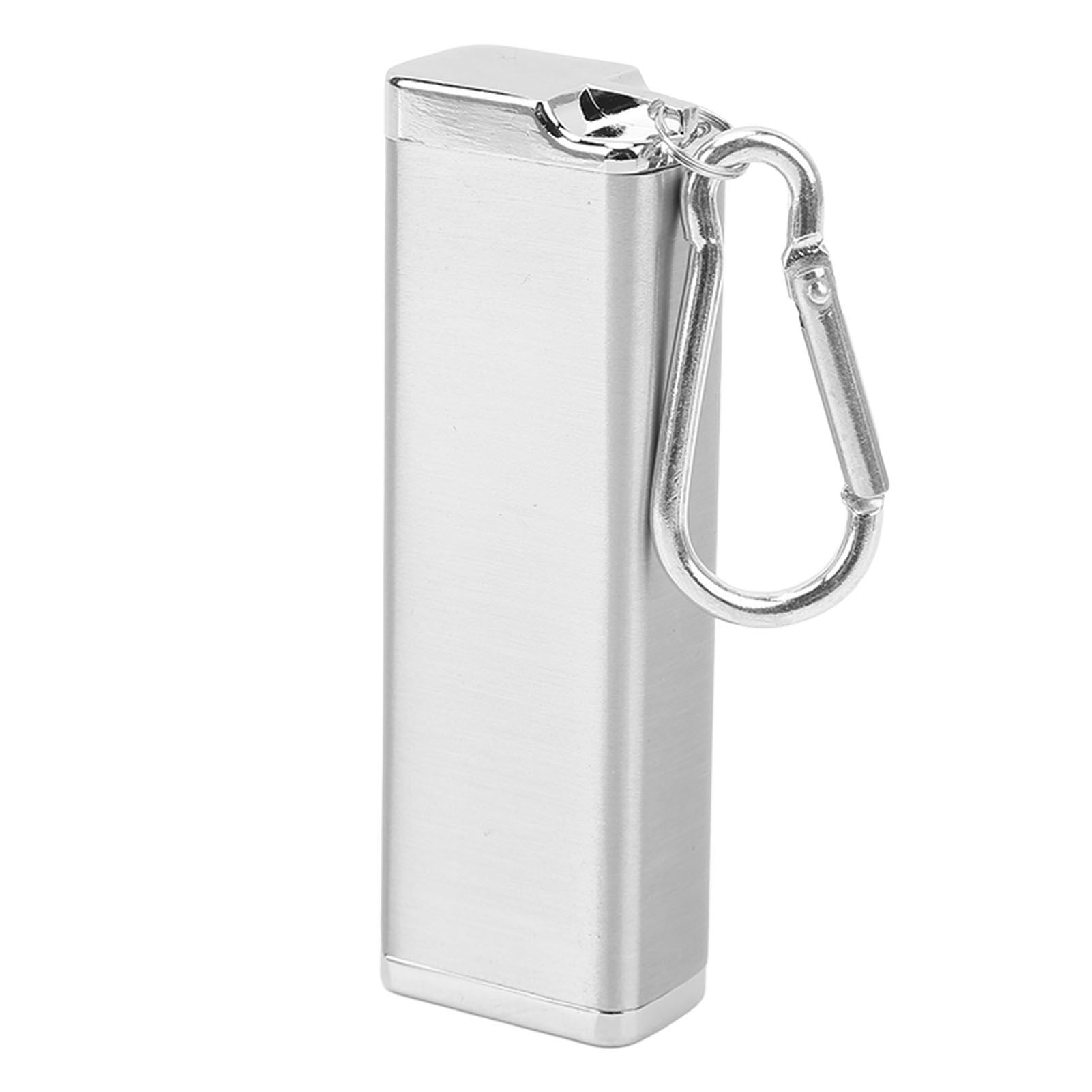 Aluminum Alloy Cigarette Case Box Hold 6pcs with Carabiner Keychain for Men Women Smoking Accessories Silver