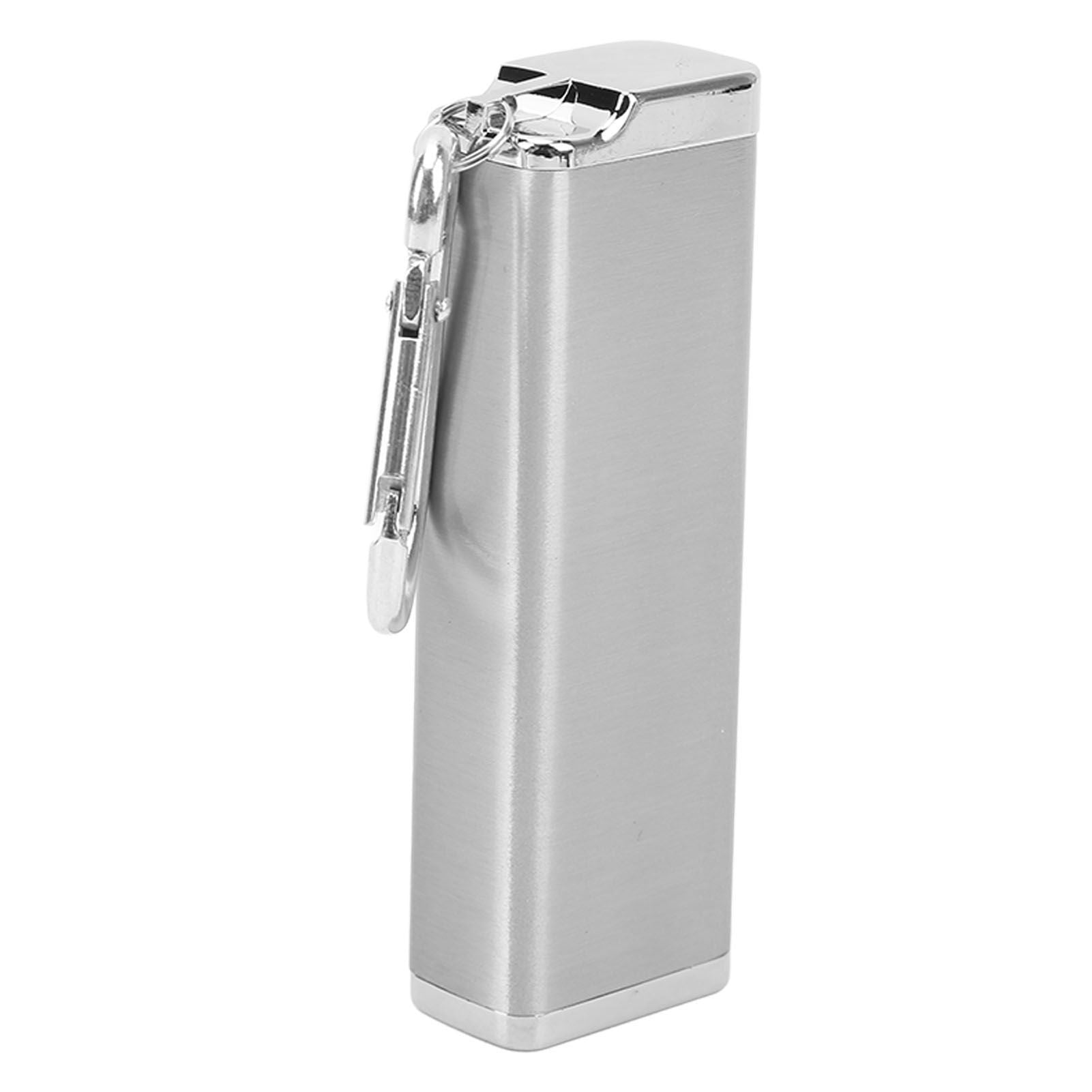 Aluminum Alloy Cigarette Case Box Hold 6pcs with Carabiner Keychain for Men Women Smoking Accessories Silver