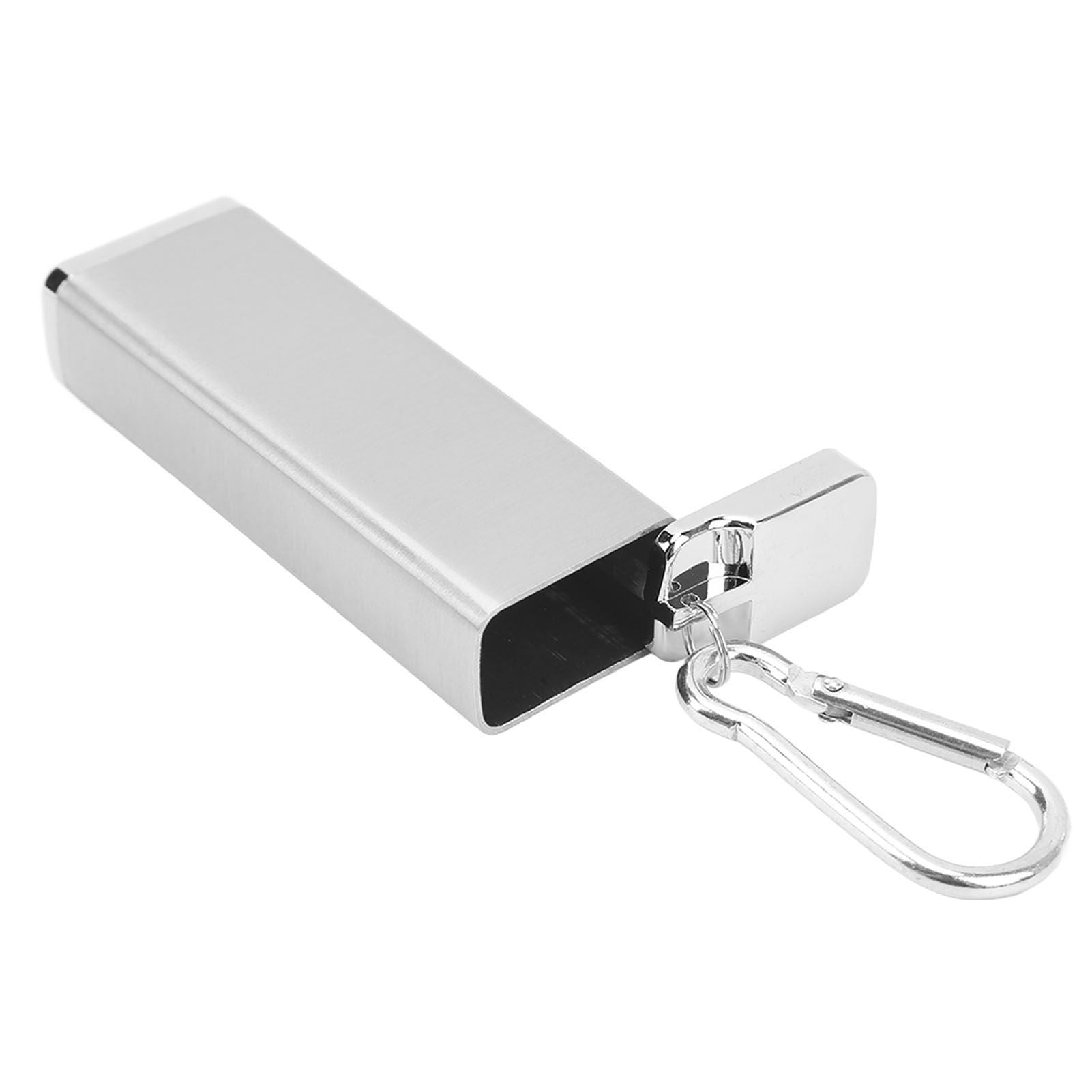 Aluminum Alloy Cigarette Case Box Hold 6pcs with Carabiner Keychain for Men Women Smoking Accessories Silver