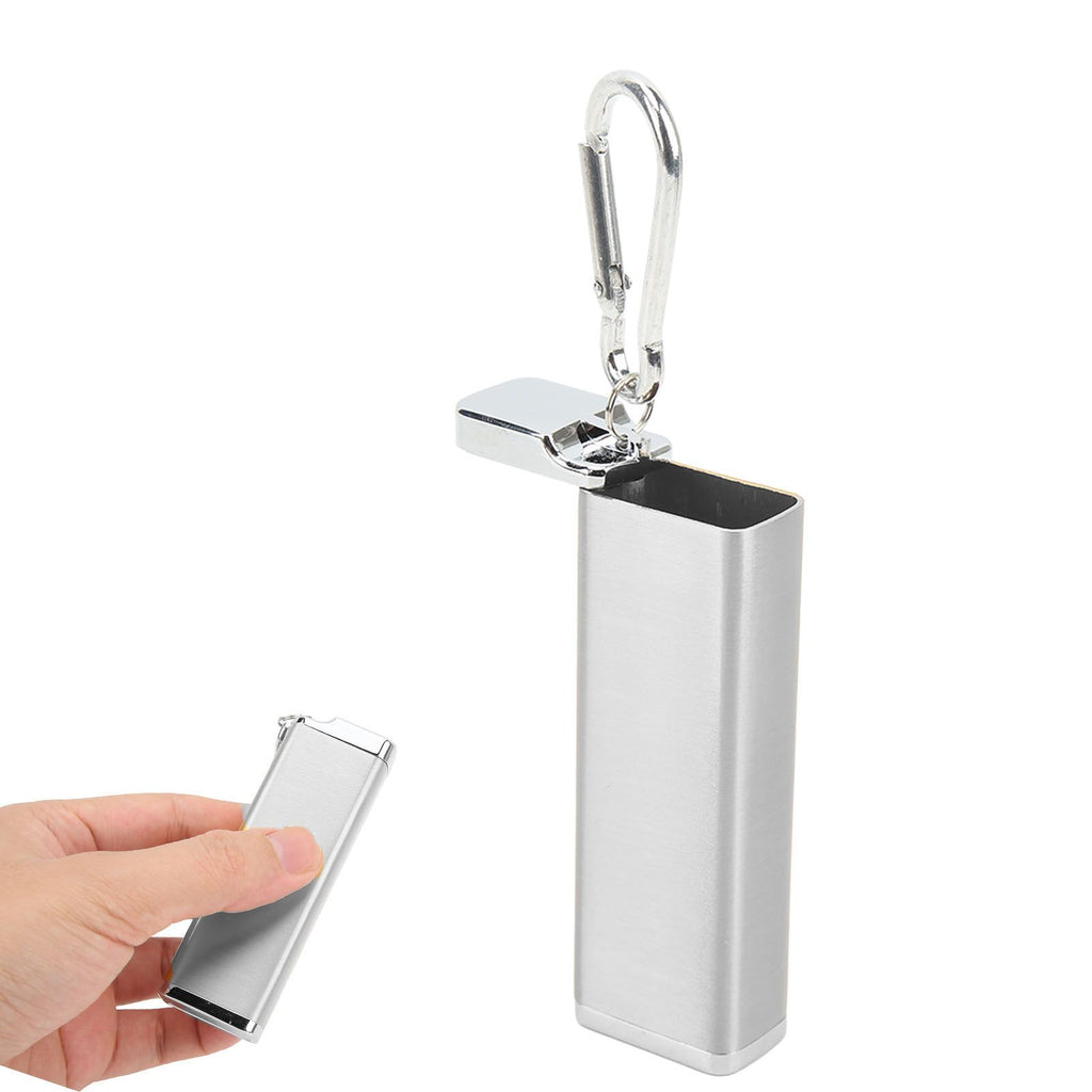 Aluminum Alloy Cigarette Case Box Hold 6pcs with Carabiner Keychain for Men Women Smoking Accessories Silver