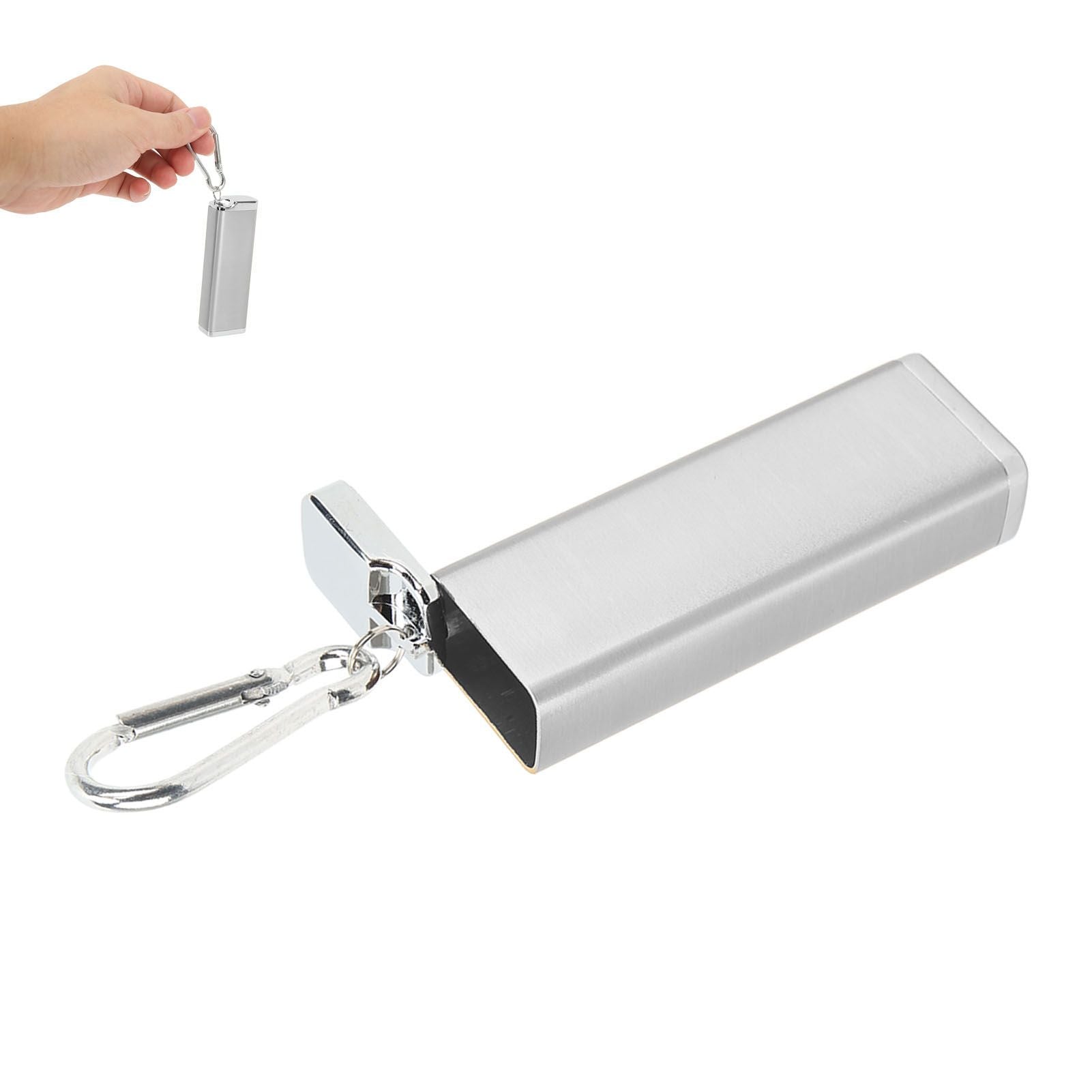 Aluminum Alloy Cigarette Case Box Hold 6pcs with Carabiner Keychain for Men Women Smoking Accessories Silver
