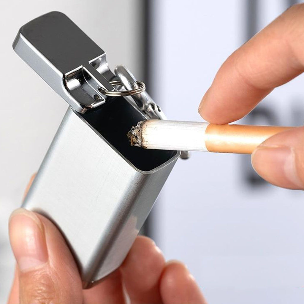 Aluminum Alloy Cigarette Case Box Hold 6pcs with Carabiner Keychain for Men Women Smoking Accessories Silver