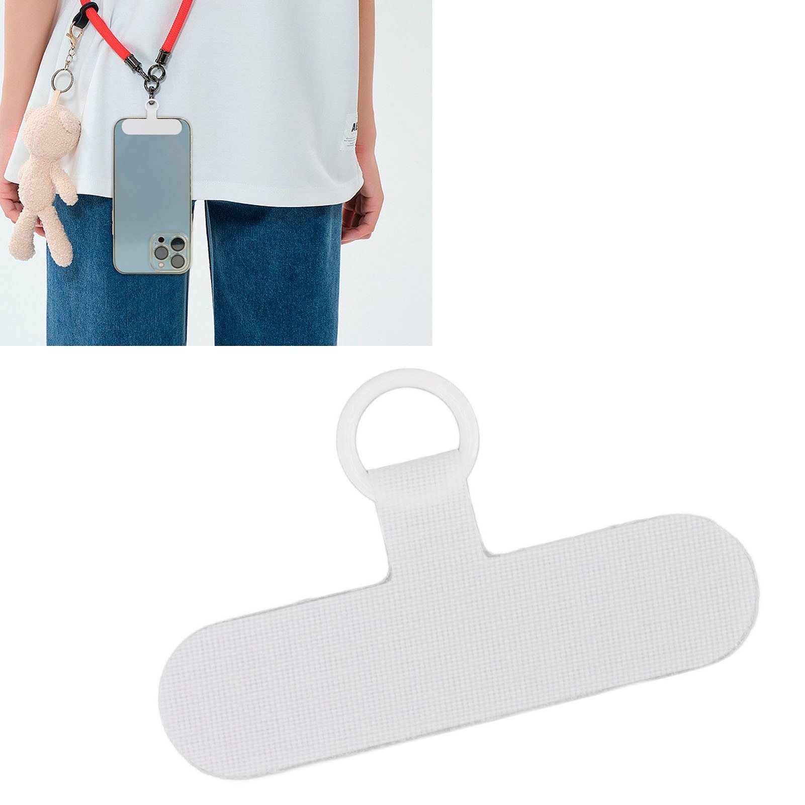 Universal Mobile Phone Lanyard Patch Nylon Cell Phone Hanging Rope Tab Connection Attachment White