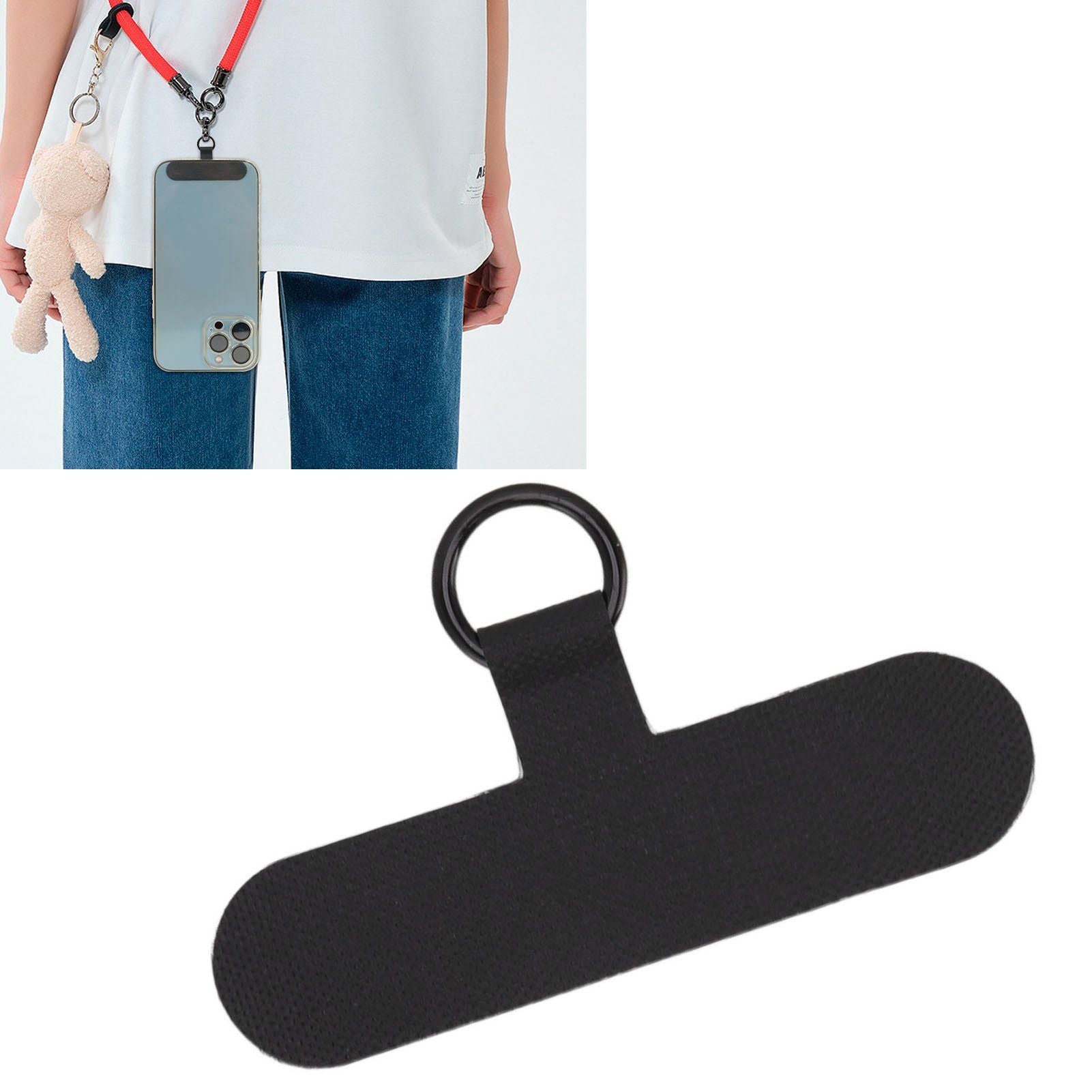Universal Mobile Phone Lanyard Patch Nylon Cell Phone Hanging Rope Tab Connection Attachment Black