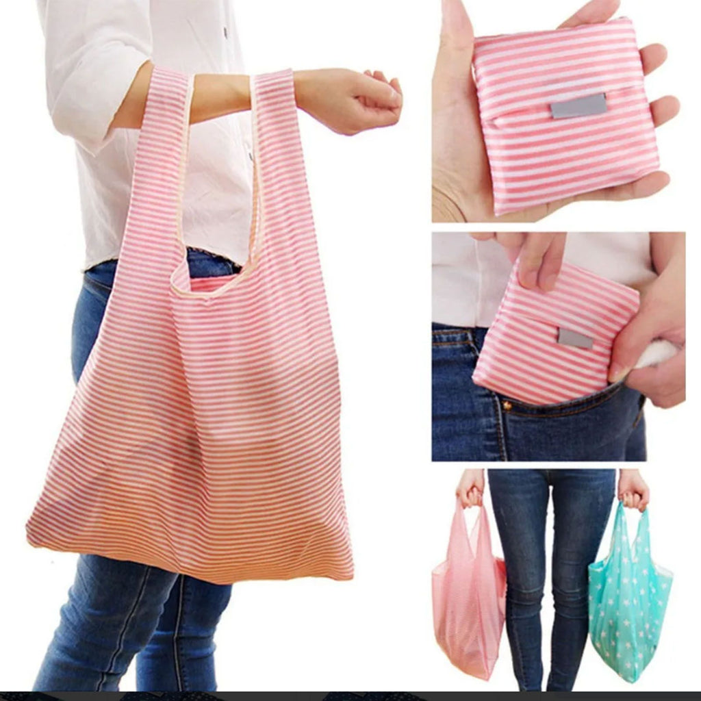 10Pcs Grocery Bag Foldable Polyester Large Capacity Reusable Shopping Bag for Household