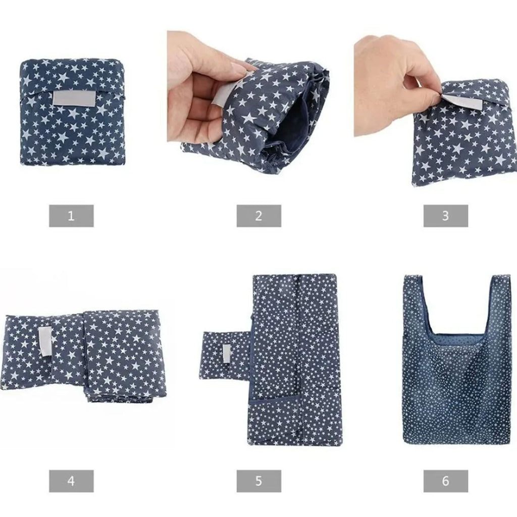 10Pcs Grocery Bag Foldable Polyester Large Capacity Reusable Shopping Bag for Household