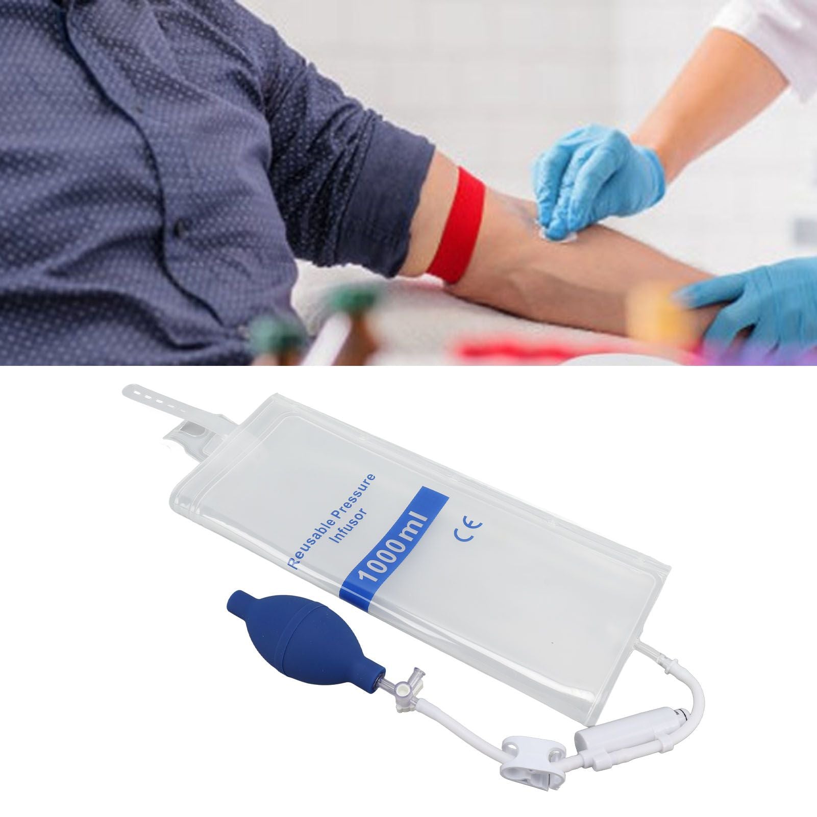 1000ml Medical Pressure Bag TPU Good Air Tightness Pressure Infusion Bag for Emergency Doctors