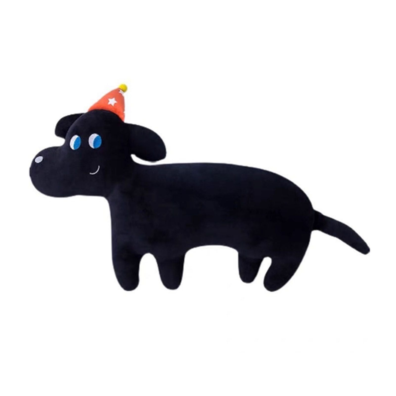 Cute Animal Plush Pillow Soft Comfortable Elastic Stuffed Doll Cushion for Home Bedroom Black Dog