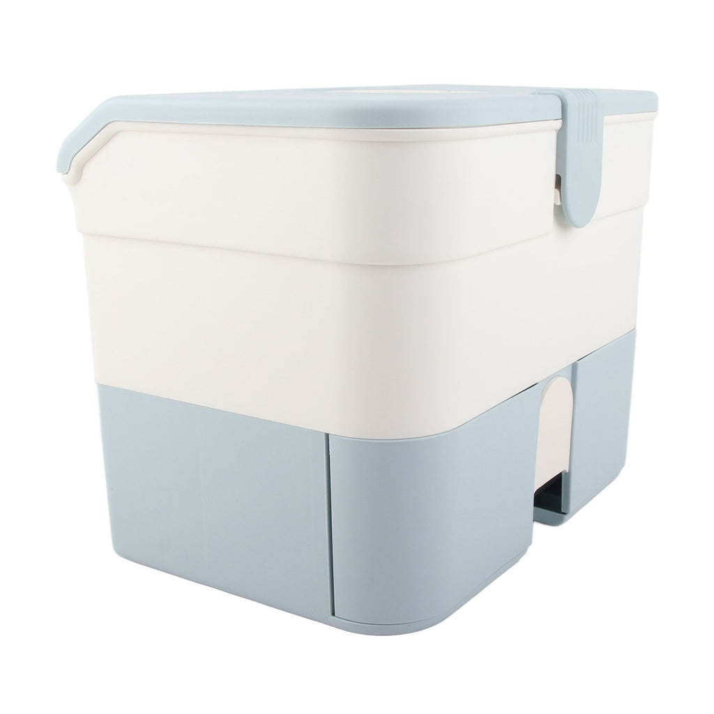 Cosmetic Storage Box 2 Layers Drawer Large Capacity Portable Makeup Storage Box with Handle for Nail Polish Nail Art Blue