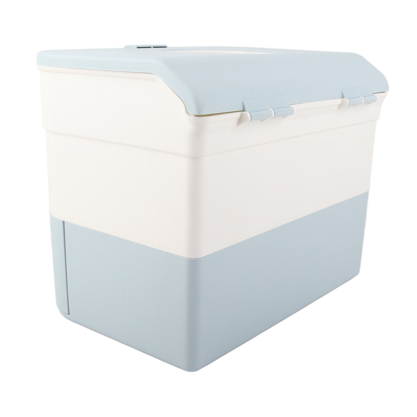 Cosmetic Storage Box 2 Layers Drawer Large Capacity Portable Makeup Storage Box with Handle for Nail Polish Nail Art Blue