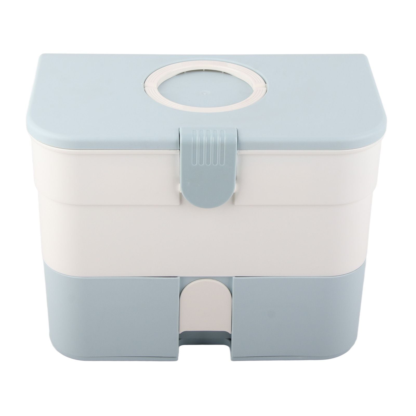 Cosmetic Storage Box 2 Layers Drawer Large Capacity Portable Makeup Storage Box with Handle for Nail Polish Nail Art Blue