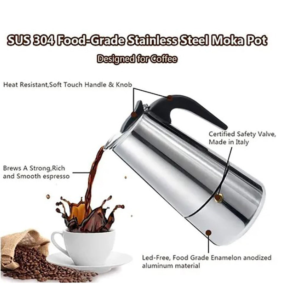 100ML Stainless Steel Coffee Maker Moka Pot Insulated Thermal Coffee Pot for Hand Brewed Coffee