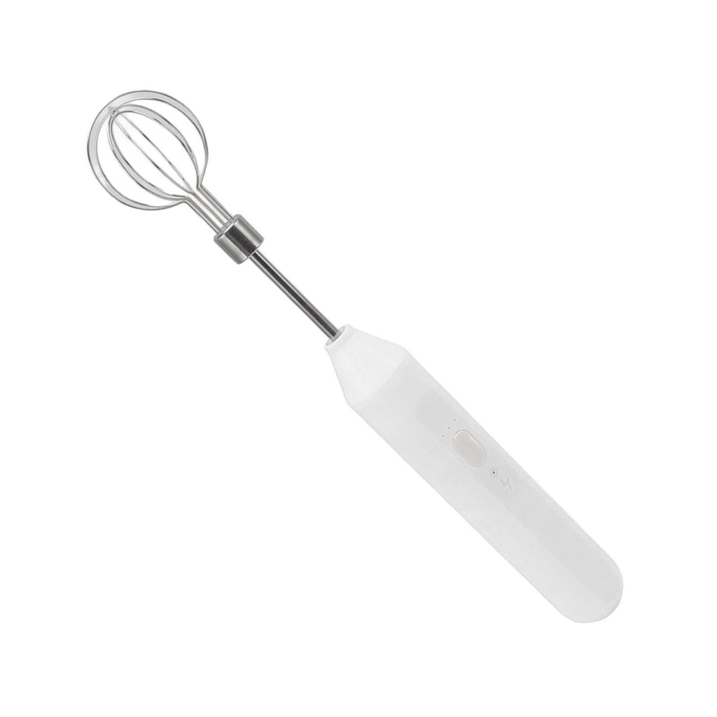 Electric Hand Mixer Three Different Speeds Battery Powered Handheld Milk Frother for Home Baking White
