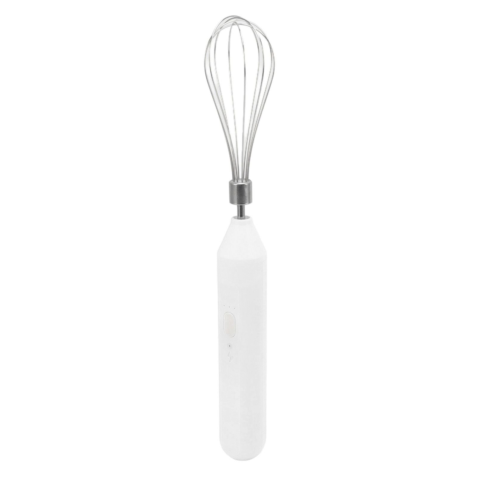Electric Egg Beater Handheld USB Charging Milk Frother Portable Cordless Drink Mixer with Stainless Steel Whisk White