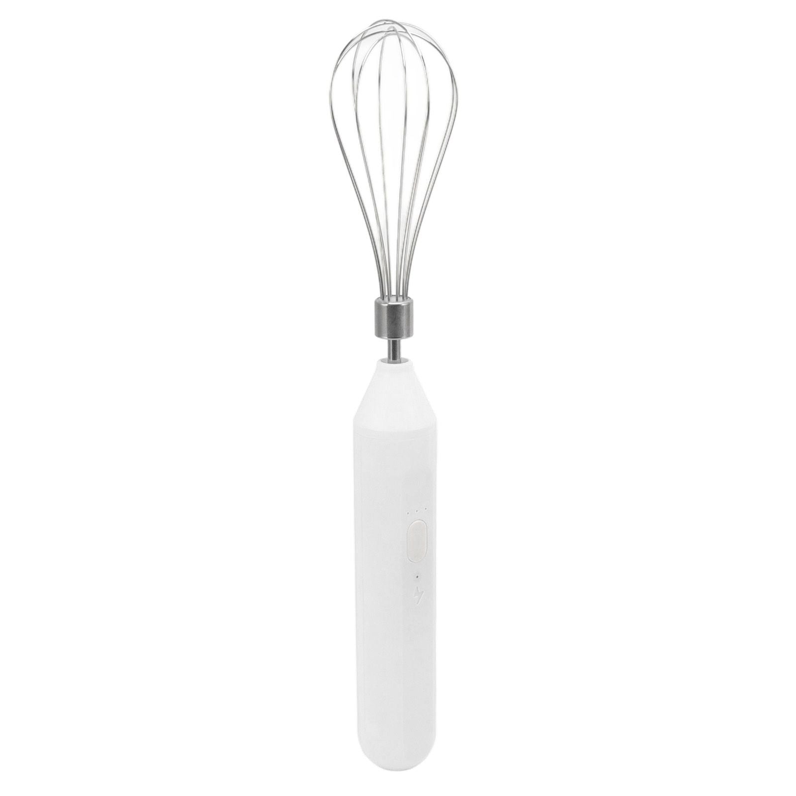 Electric Egg Beater Handheld USB Charging Milk Frother Portable Cordless Drink Mixer with Stainless Steel Whisk White