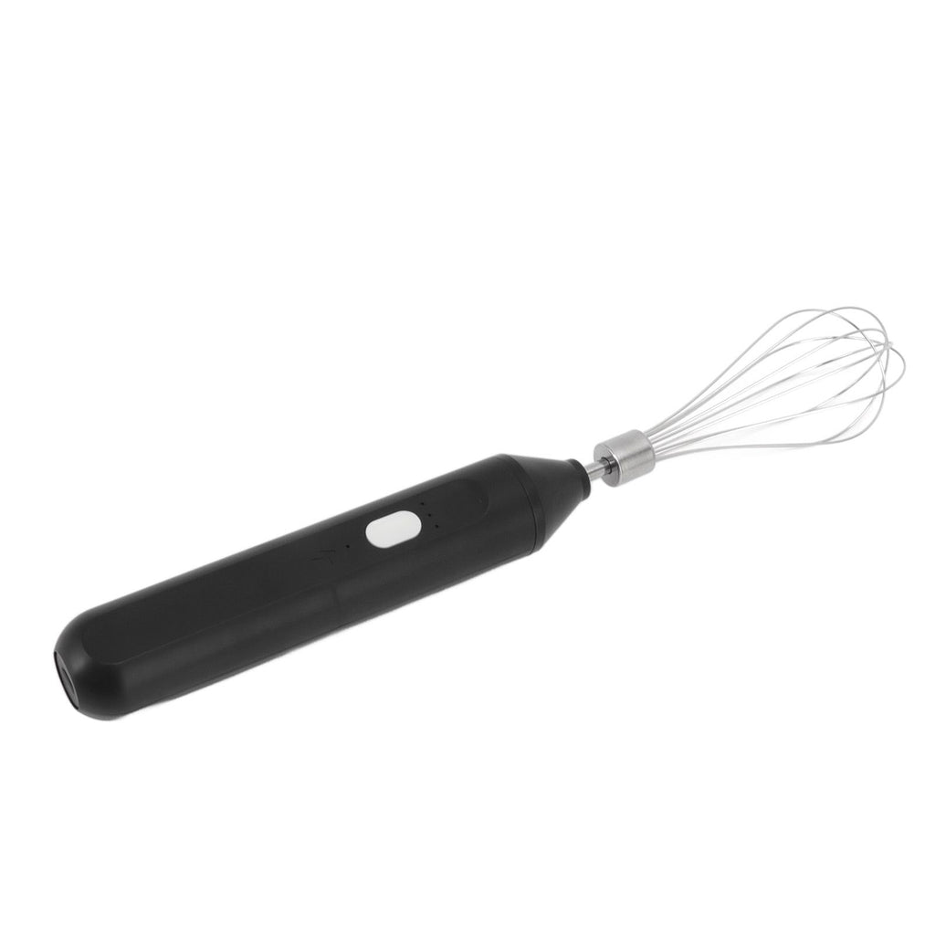 Electric Egg Beater Handheld USB Charging Milk Frother Portable Cordless Drink Mixer with Stainless Steel Whisk Black