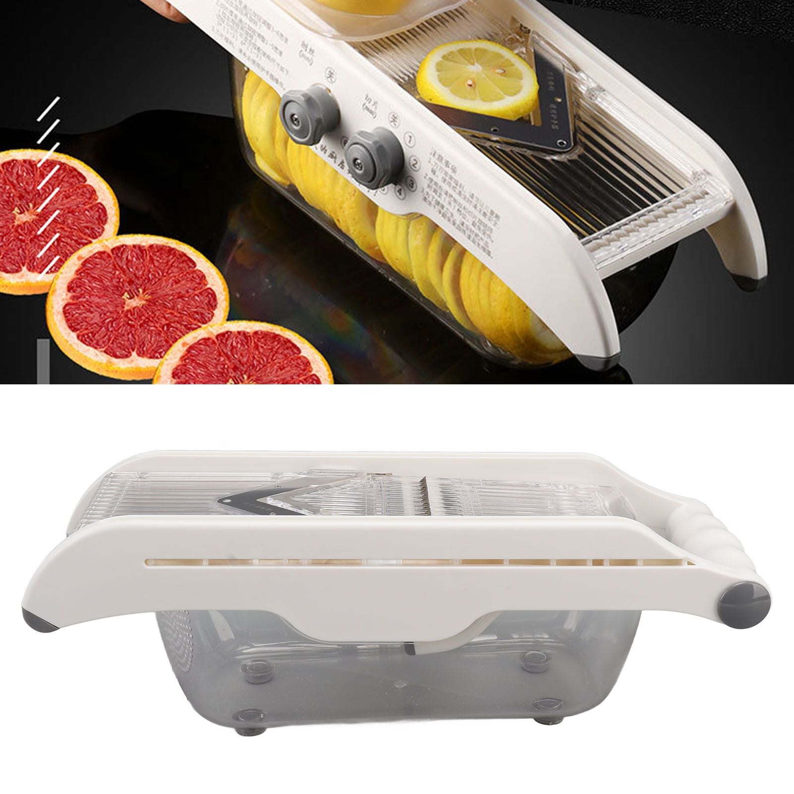 Fruit and Vegetable Slice Cutter Stainless Steel Lemon Potato Slicing Tool with Hand Guard for Home Kitchens