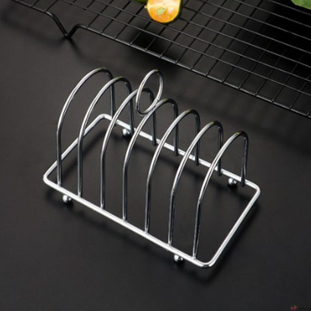 Toast Rack Stainless Steel 6 Slice Slot Breakfast Toast Bread Rack Holder with Handle for Kitchen Bakery