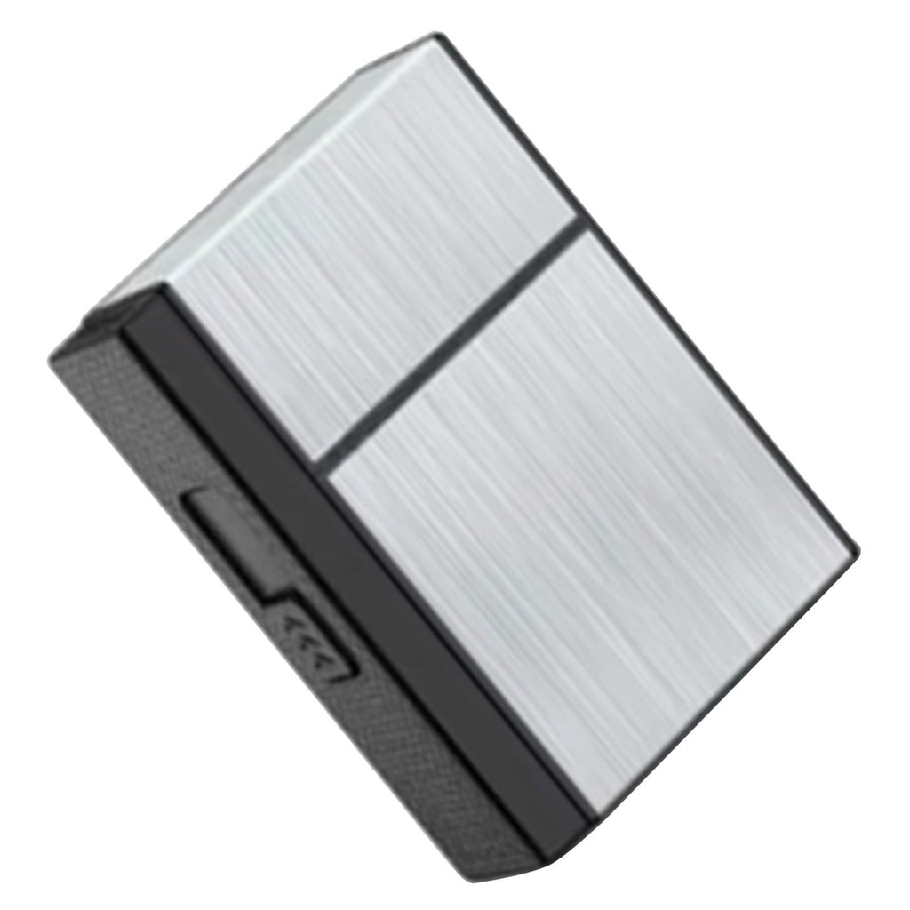 Cigarette Case with Lighter for Men Double Arc Automatic Ejecting Cigarette USB Charging Windproof Cigarette Holder Case Silver
