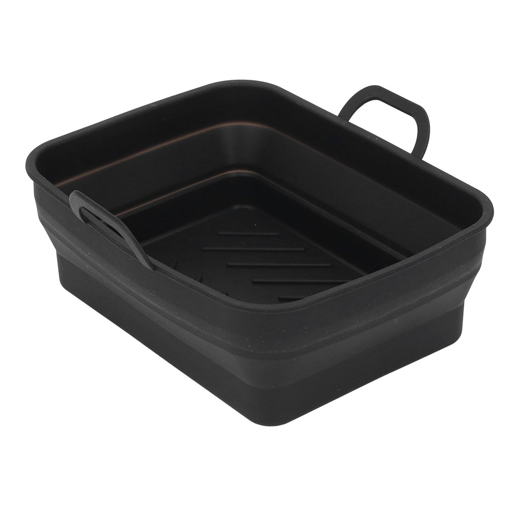 Silicone Air Cooker Pot Rectangular Fryer Liner Tray Replacement for Kitchen Cooking Accessories Black