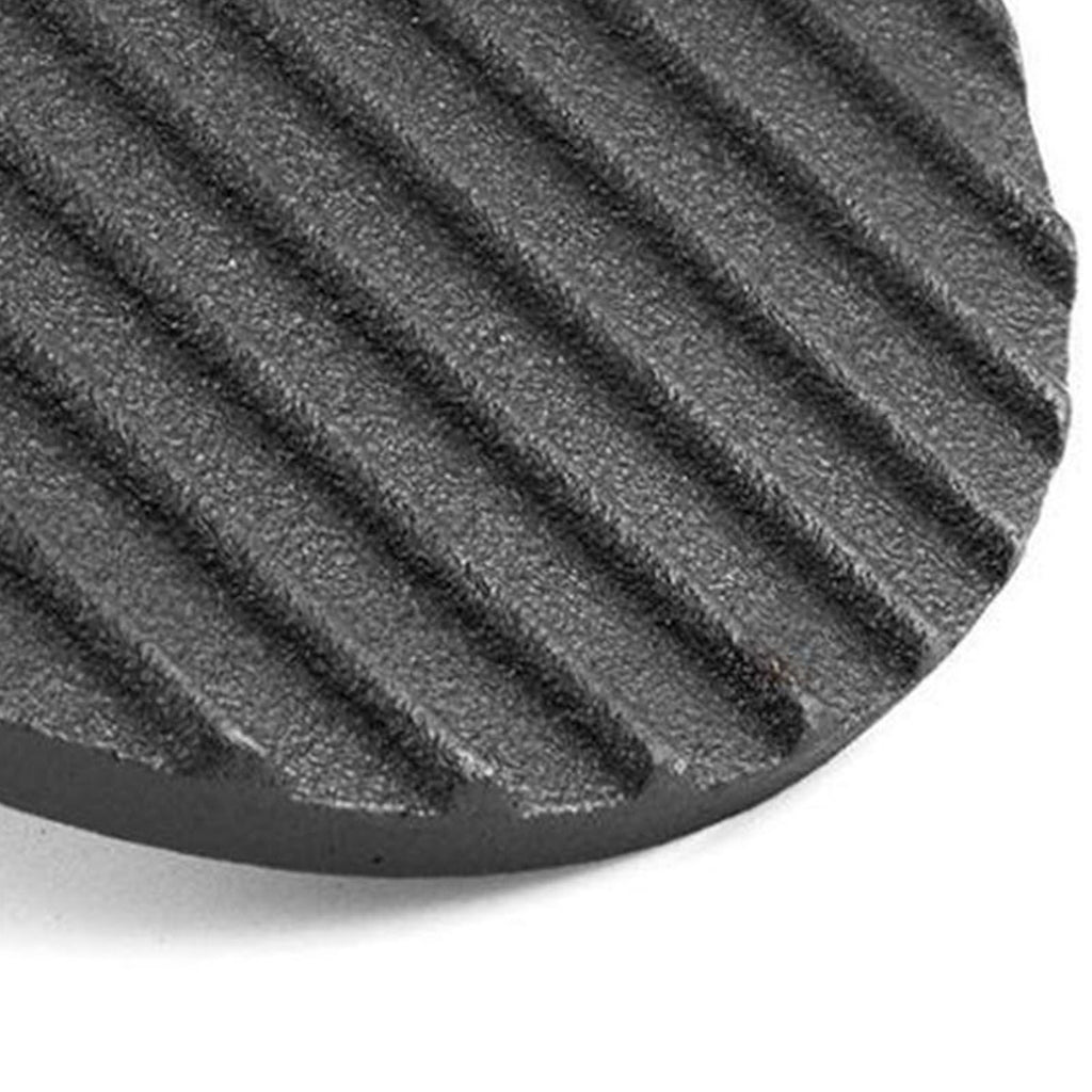 Squid Press Metal Round Patty Maker Meat Press Flattener Plate Barbecue Tool with Wood Handle for Outdoor Picnic