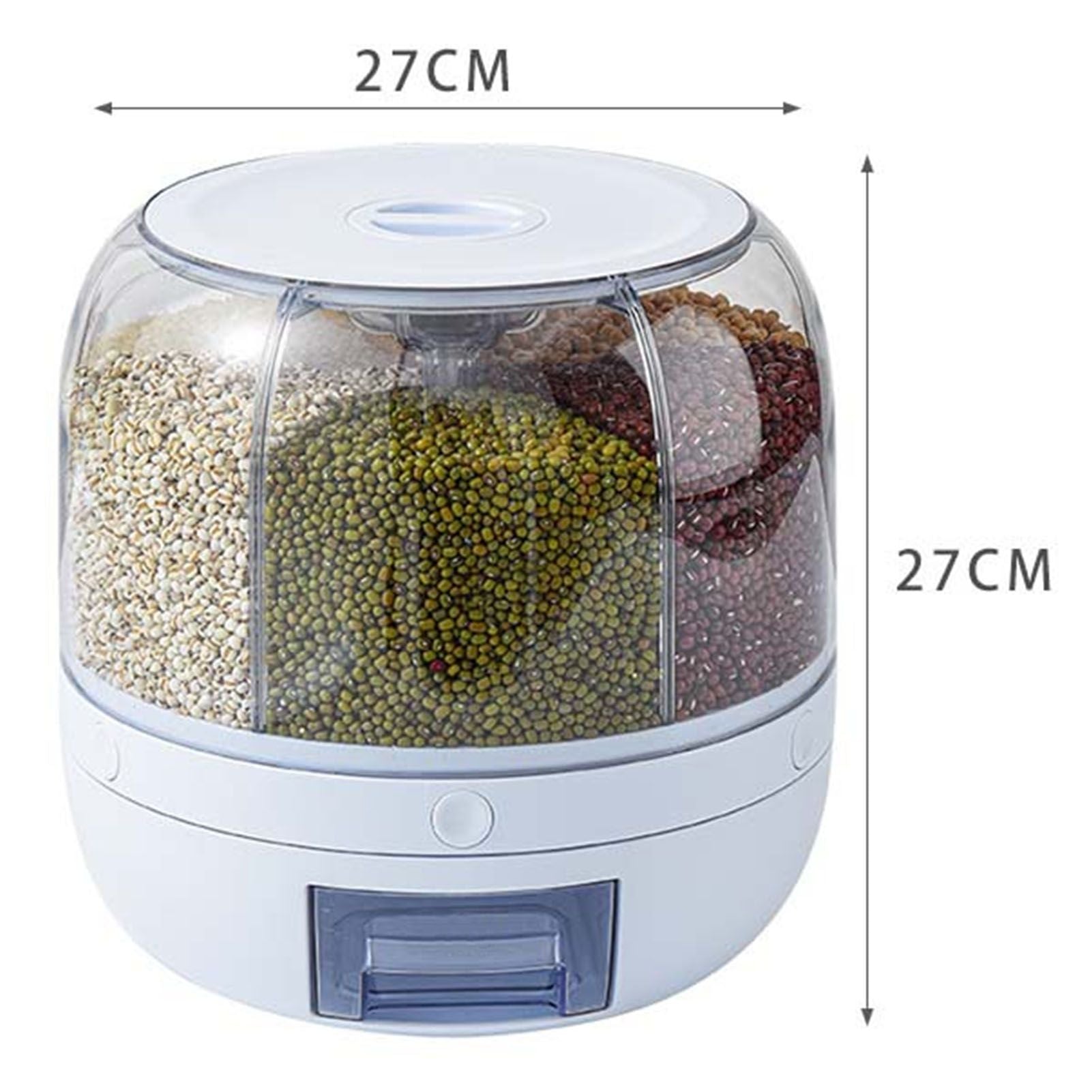 Grains Separate Storage Box Sealed Rotating Rice Bucket Home Insect Damp Proof Rice Storage Tank L 27x27cm/10.6x10.6in