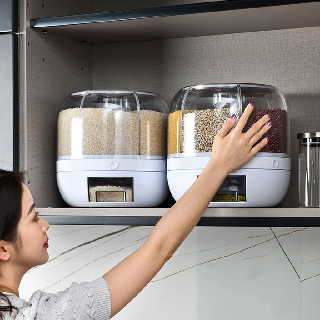 Grains Separate Storage Box Sealed Rotating Rice Bucket Home Insect Damp Proof Rice Storage Tank L 27x27cm/10.6x10.6in