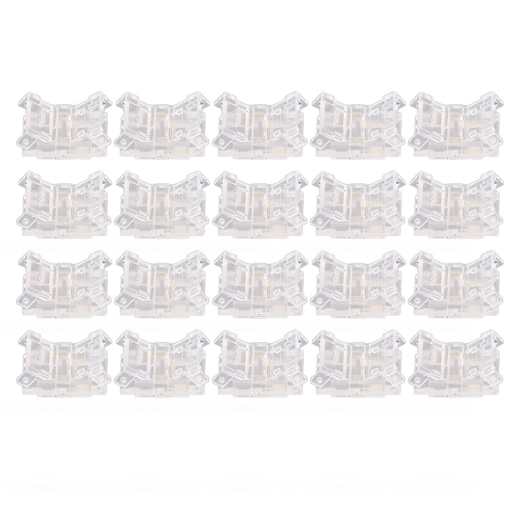 20PCS LED Strip to Wire Connector 2 Pin Transparent Solderless Gapless LED Adapter Connectors