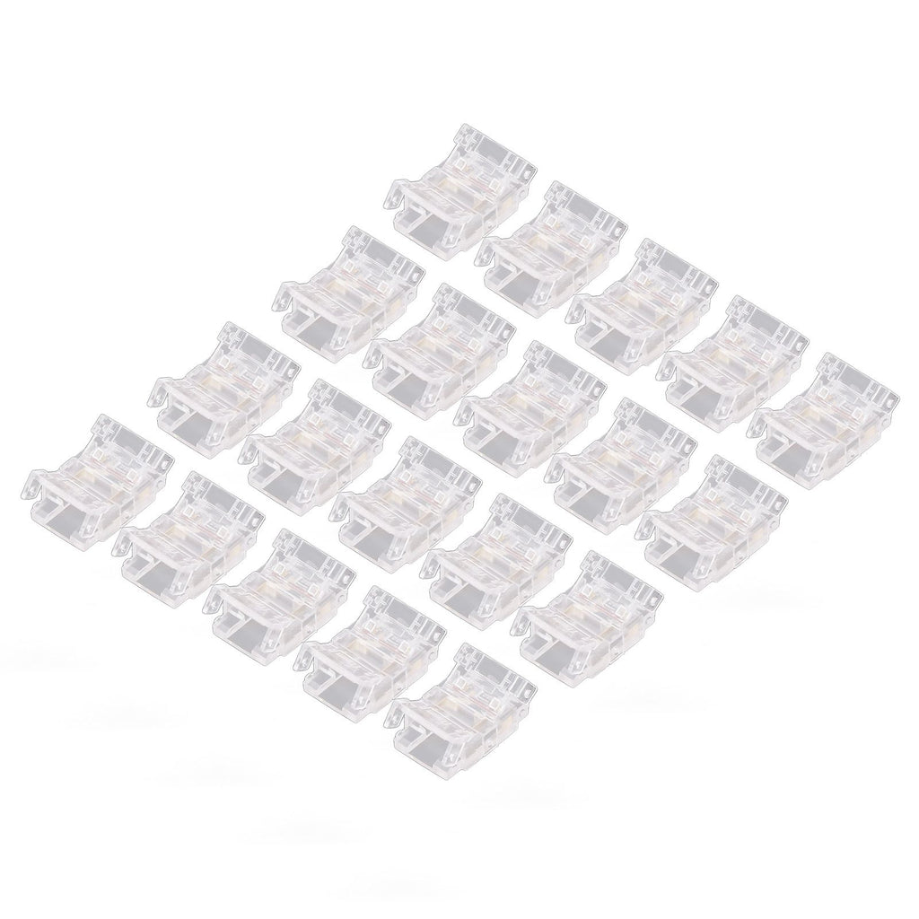 20PCS LED Strip to Wire Connector 2 Pin Transparent Solderless Gapless LED Adapter Connectors