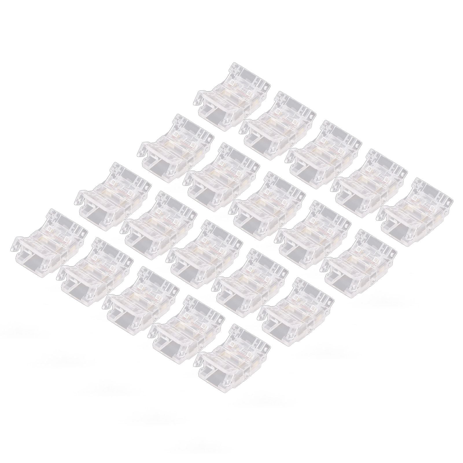 20PCS LED Strip to Wire Connector 2 Pin Transparent Solderless Gapless LED Adapter Connectors