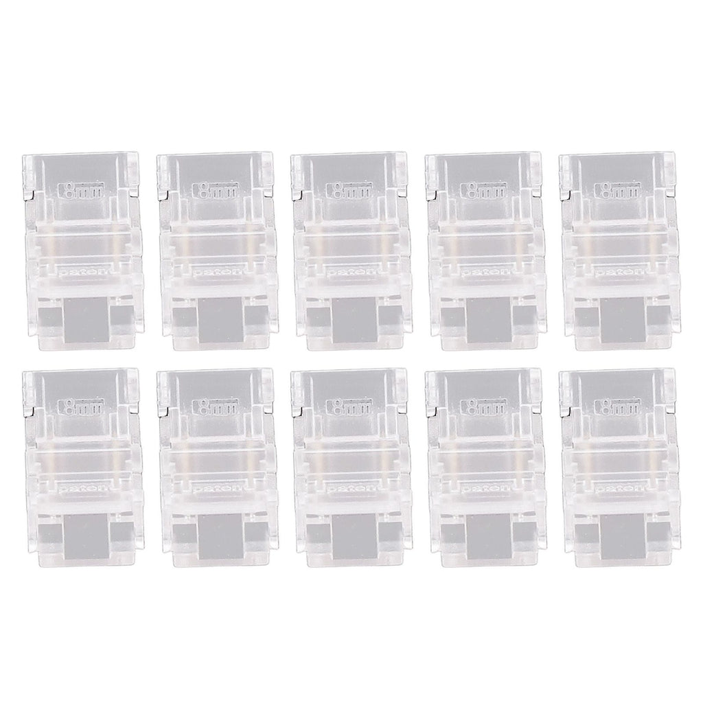 10 Pcs LED Light Strip Connectors 2Pin 8mm Strip to Strip Solderless COB LED Light Strip Connectors