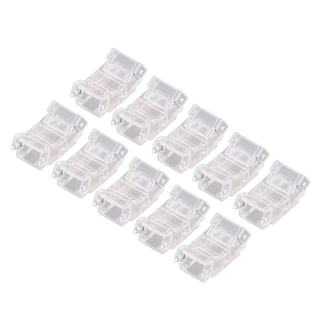 10 Pcs LED Light Strip Connectors 2Pin 8mm Strip to Strip Solderless COB LED Light Strip Connectors