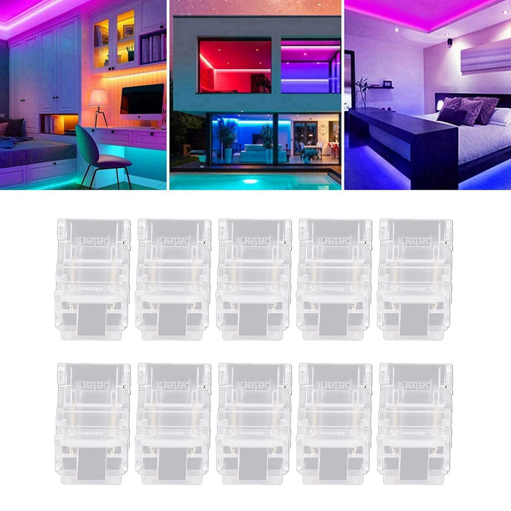 10 Pcs LED Light Strip Connectors 2Pin 8mm Strip to Strip Solderless COB LED Light Strip Connectors
