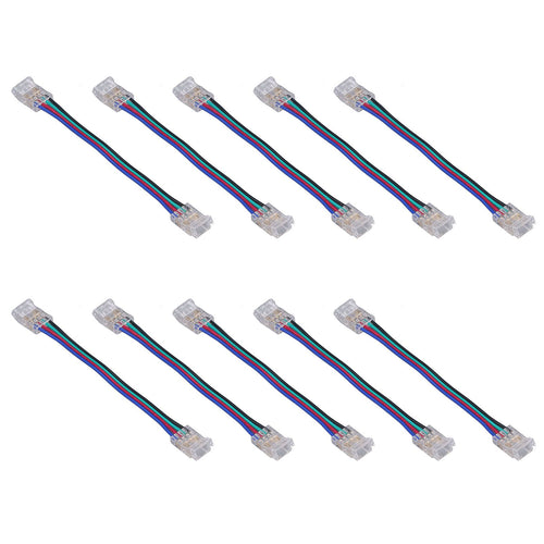 10pcs LED Strip Light Connector Kit 4Pin 10mm Quick Connection Strong Compatibility LED Strip Accessories