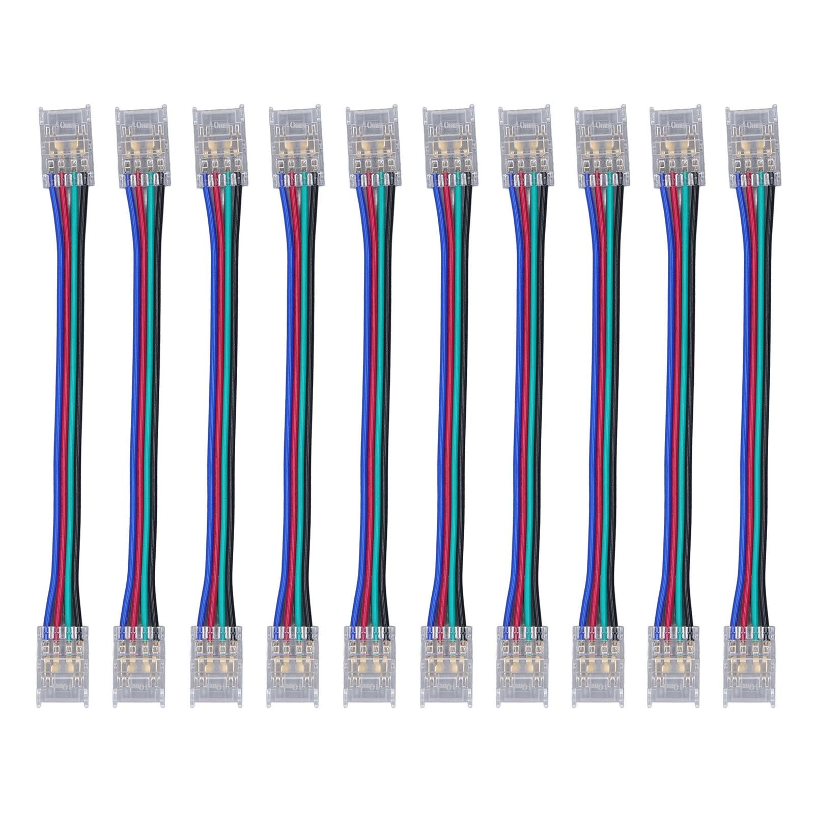 10pcs LED Strip Light Connector Kit 4Pin 10mm Quick Connection Strong Compatibility LED Strip Accessories