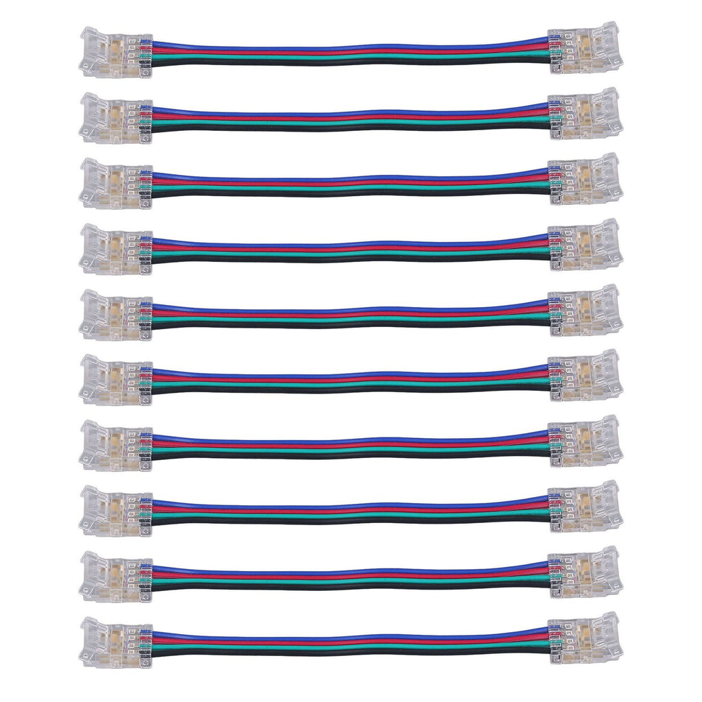 10pcs LED Strip Light Connector Kit 4Pin 10mm Quick Connection Strong Compatibility LED Strip Accessories