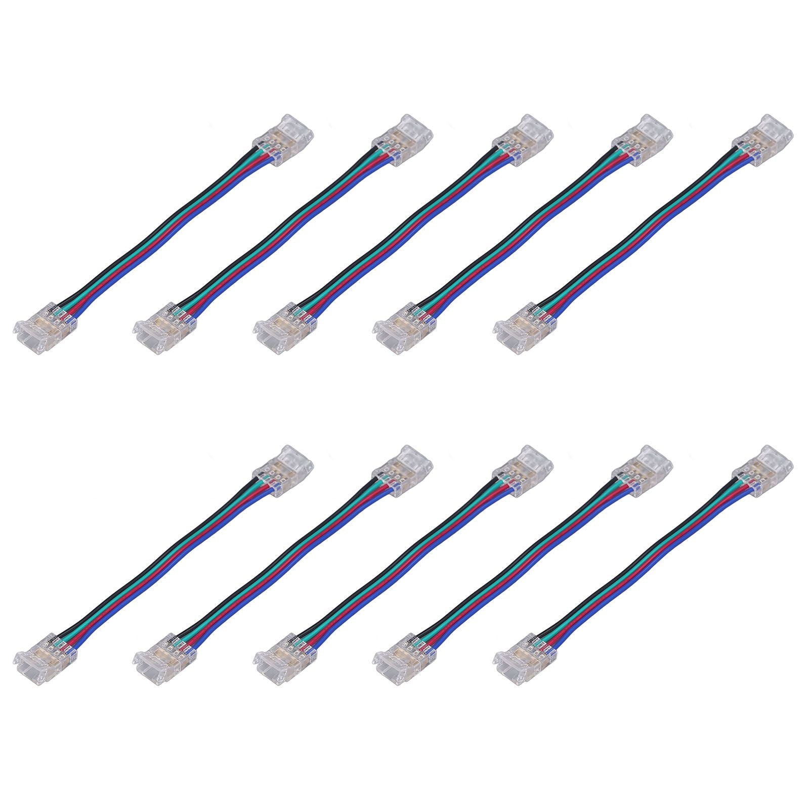 10pcs LED Strip Light Connector Kit 4Pin 10mm Quick Connection Strong Compatibility LED Strip Accessories