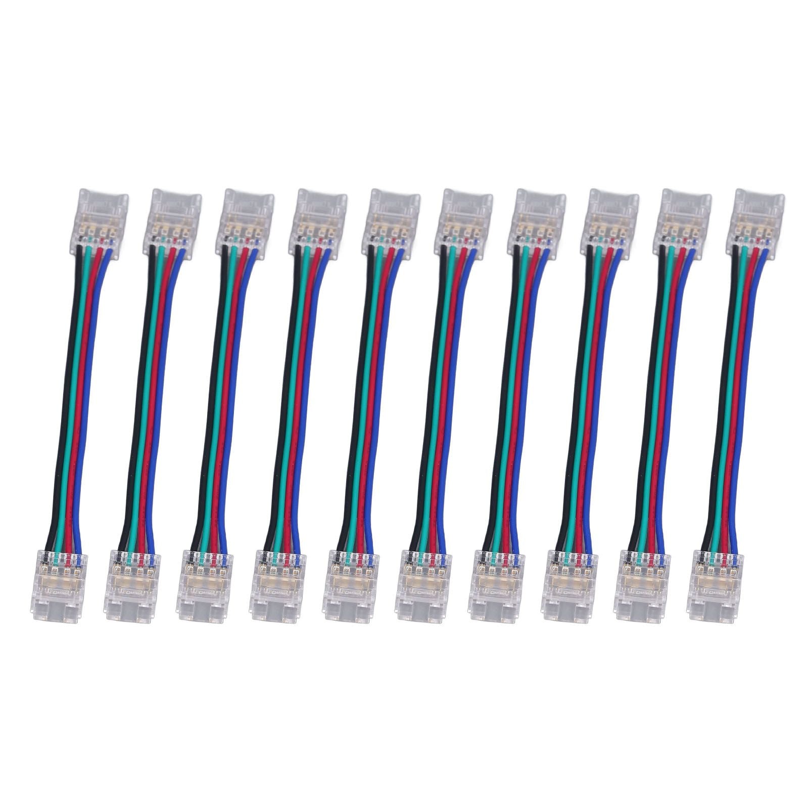 10pcs LED Strip Light Connector Kit 4Pin 10mm Quick Connection Strong Compatibility LED Strip Accessories
