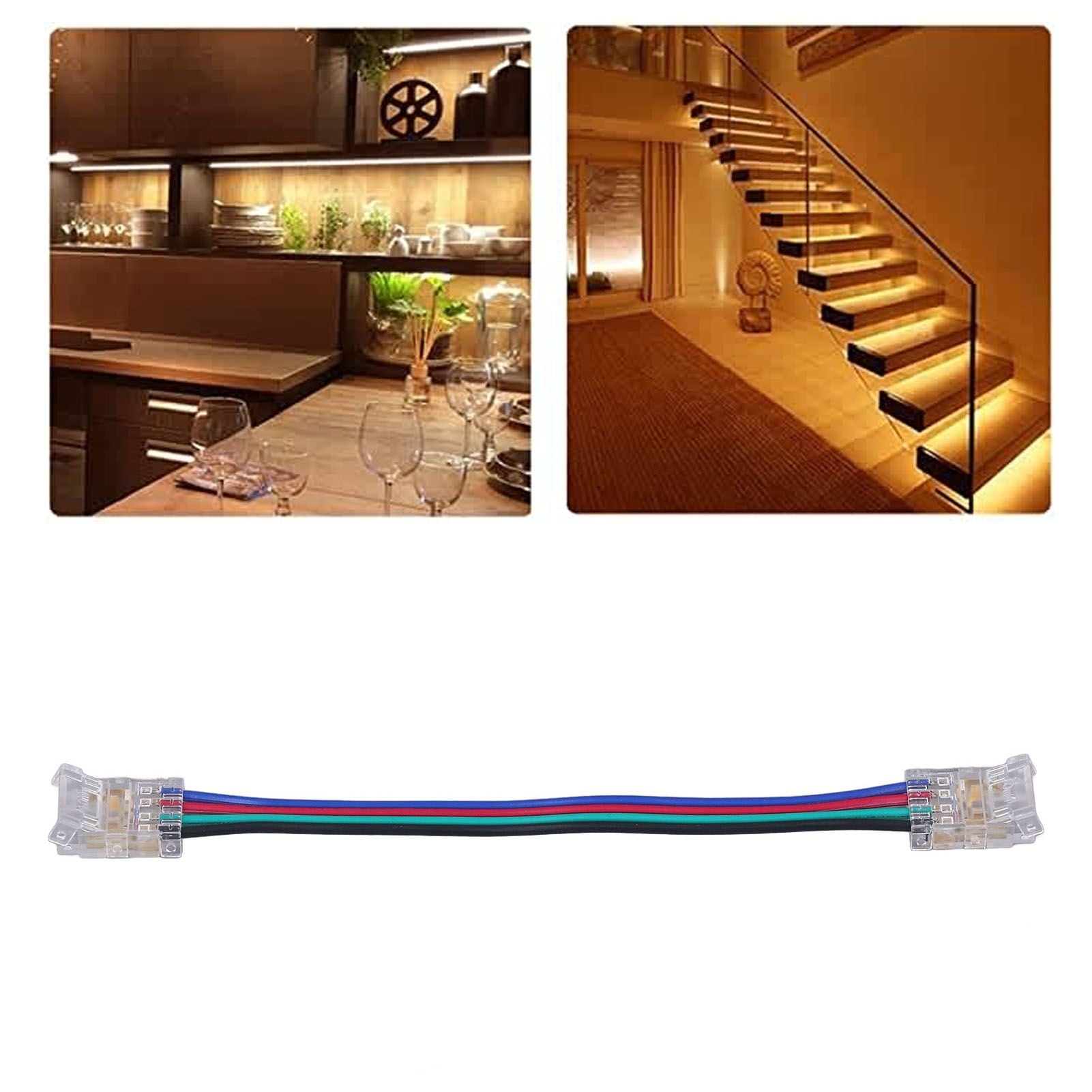 10pcs LED Strip Light Connector Kit 4Pin 10mm Quick Connection Strong Compatibility LED Strip Accessories