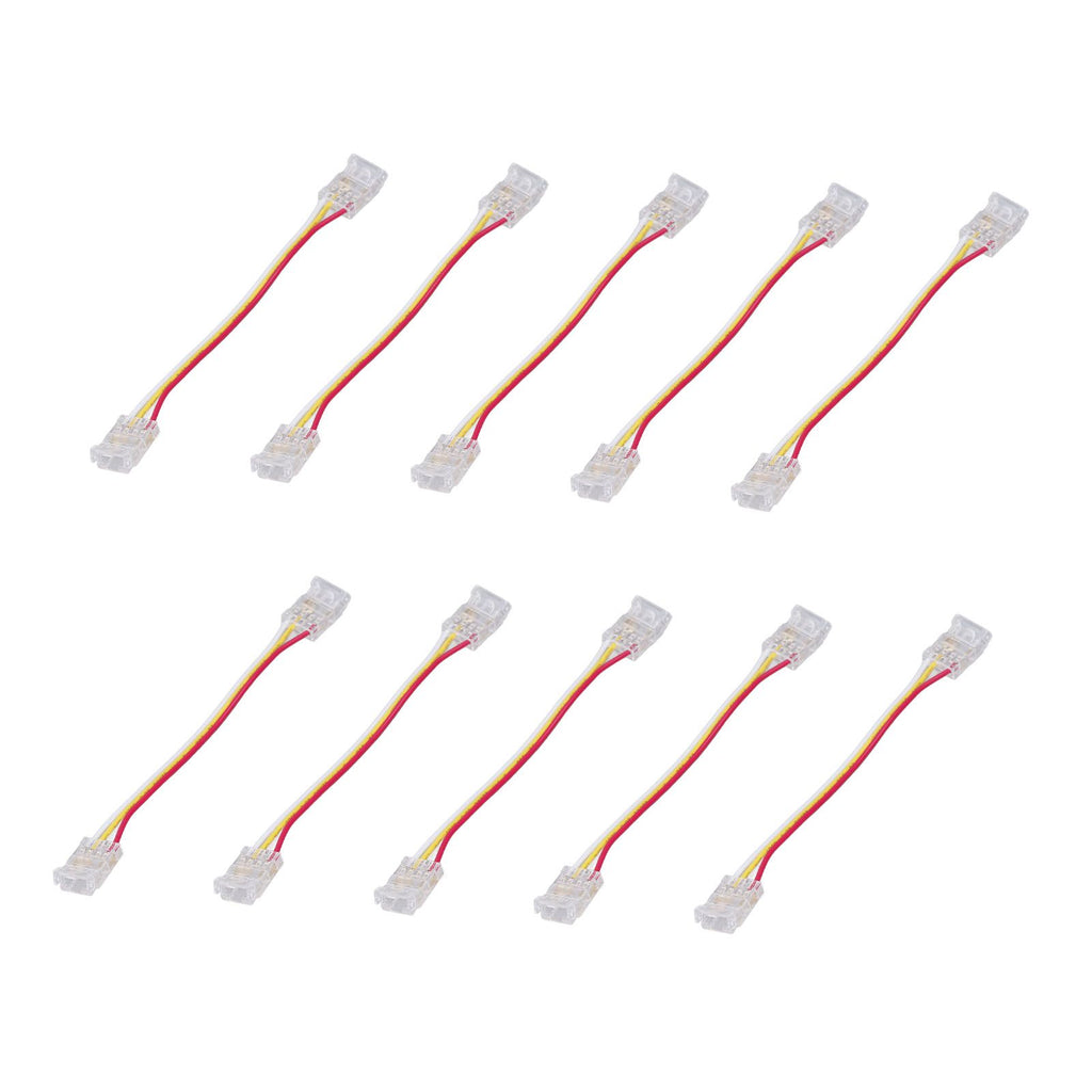 10pcs LED Strip Light Connector Kit 3Pin 10mm Quick Connection Strong Compatibility COB Light Strip Connector for Warehouse