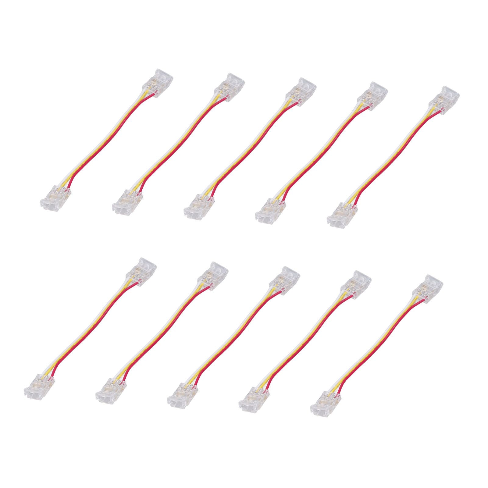 10pcs LED Strip Light Connector Kit 3Pin 10mm Quick Connection Strong Compatibility COB Light Strip Connector for Warehouse