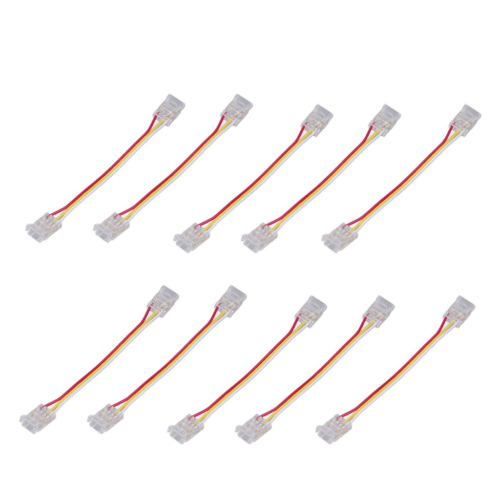 10pcs LED Strip Light Connector Kit 3Pin 10mm Quick Connection Strong Compatibility COB Light Strip Connector for Warehouse