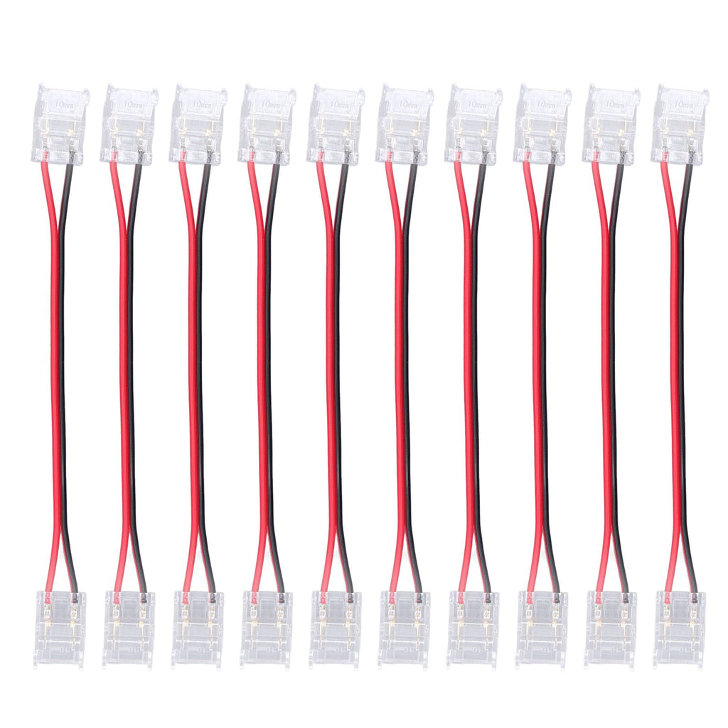 10 Pcs COB Strip Light Connector 2Pin PC Material 10mm Width Double Headed Strip to Strip Extension Connector