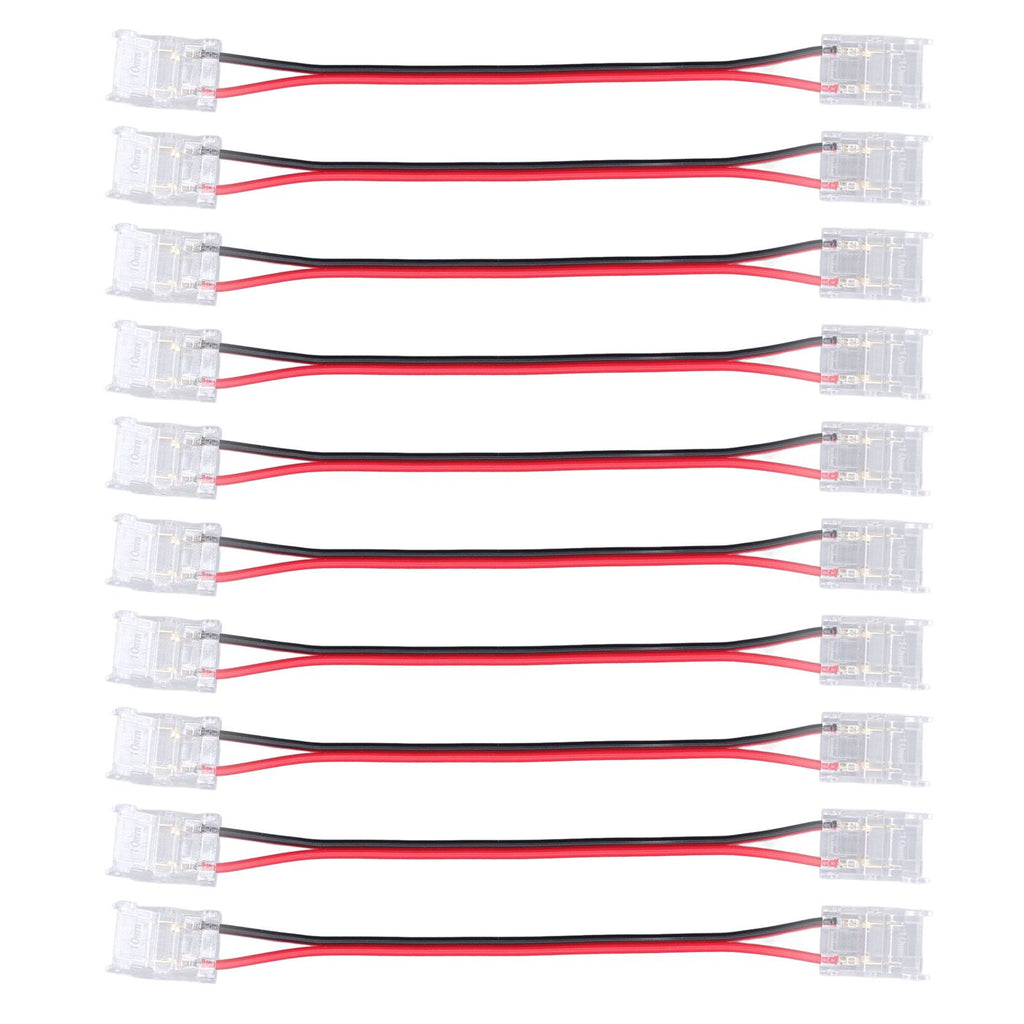 10 Pcs COB Strip Light Connector 2Pin PC Material 10mm Width Double Headed Strip to Strip Extension Connector