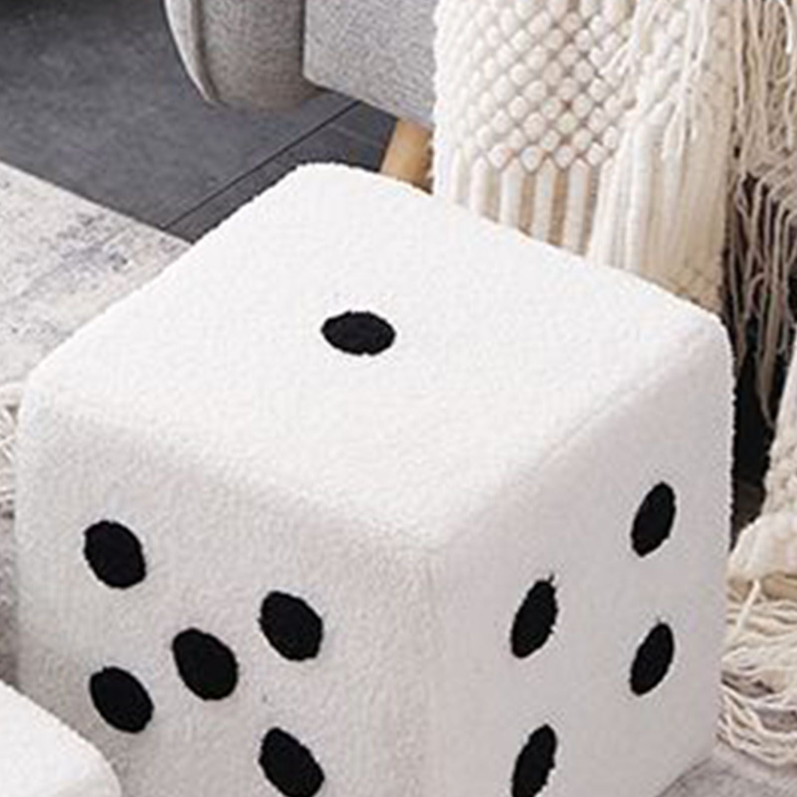 Foot Stool Soft Comfortable Simple Warm Sturdy Base Cube Stool for Home Living Room Bedroom White 29x29x25cm